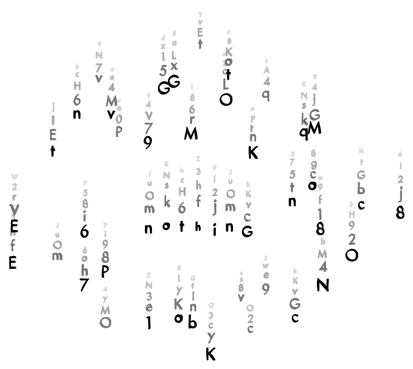 Matrix-drawing with in the middle the word: ‘Nothing’
