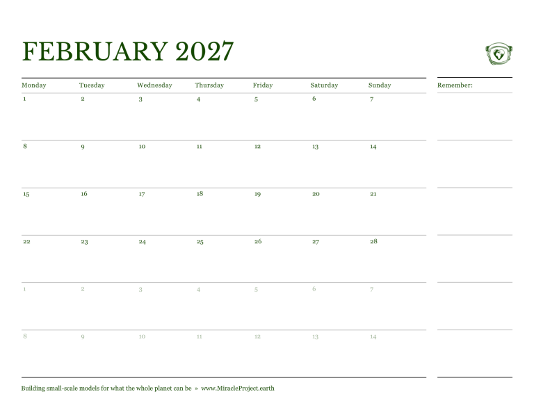 Page 05 Interior Calendar - February