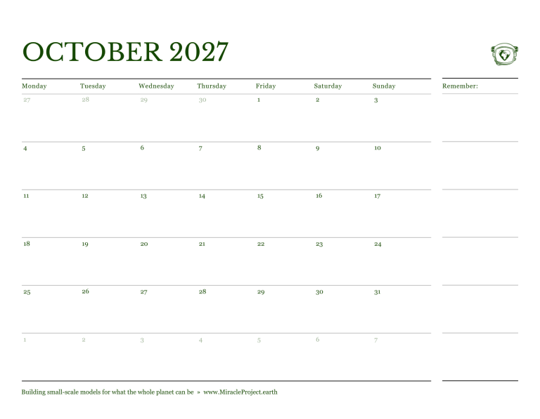 Page 21 — Interior Calendar - October
