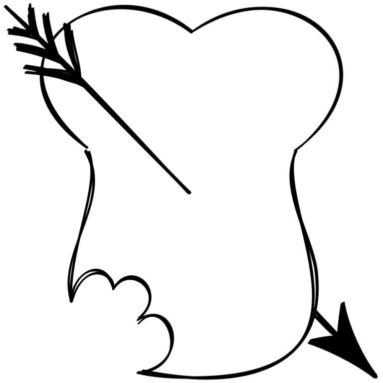 Boterham met een cupido-pijl er doorheen.