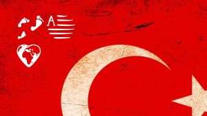 Turkse vlag met iconen voor de bloppost