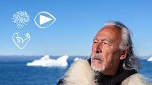 Portret van Angaangaq, een stamoudste uit Groenland