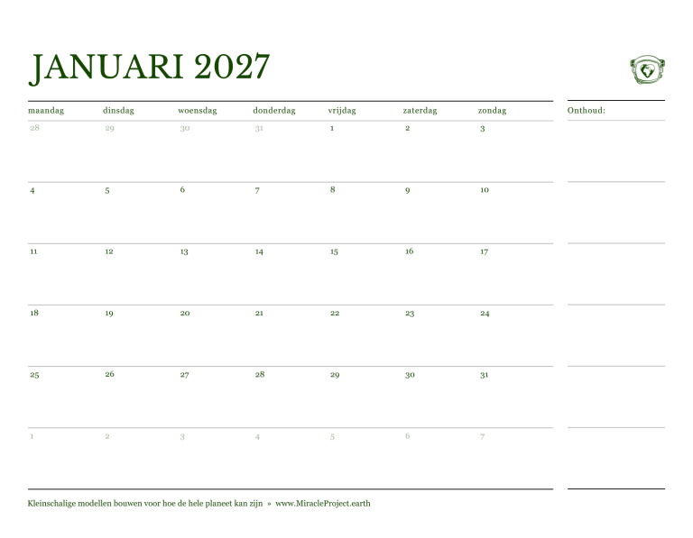 Page 03 — Interior calendar - January NL