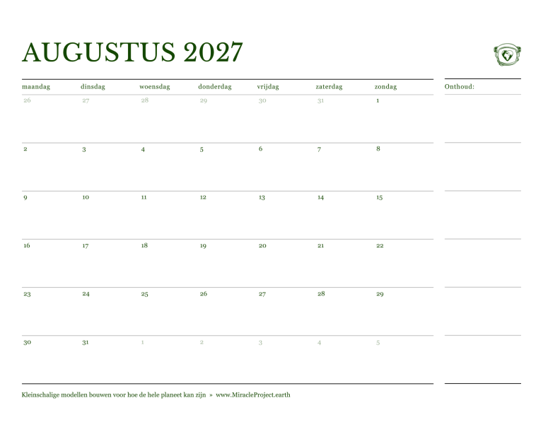 Page 17 — Interior Calendar - August NL