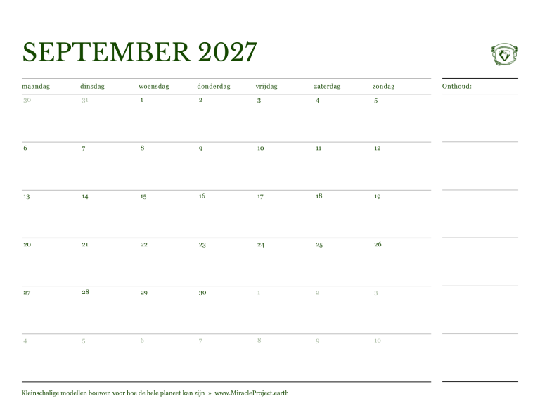 Page 19 — Interior Calendar - September NL