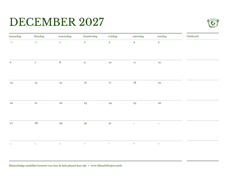 Page 25 — Interior Calendar - December NL